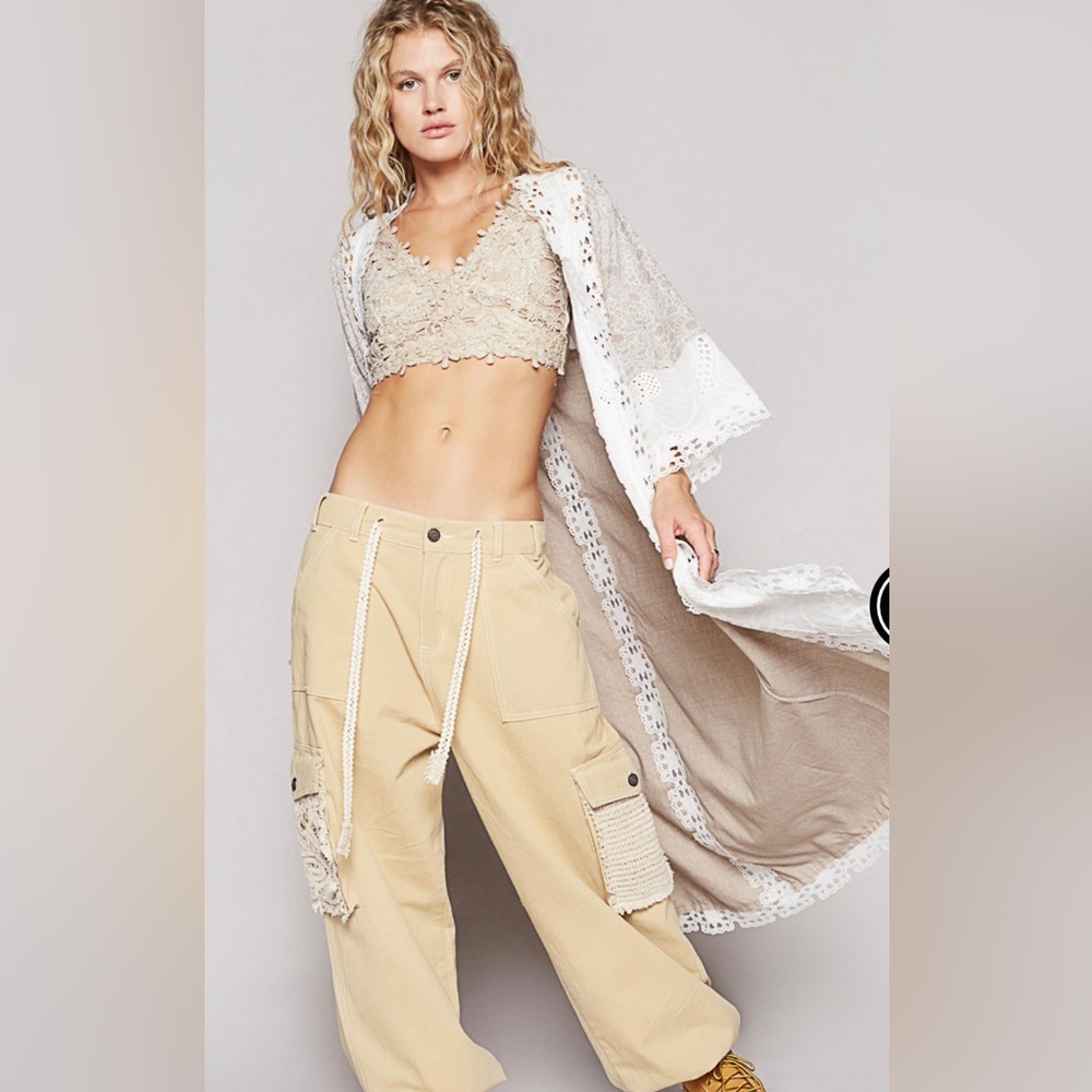 Lace Beige long cardigan